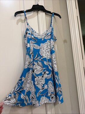 Zara Blue Floral Spaghetti-Strap Mini Dress size XS